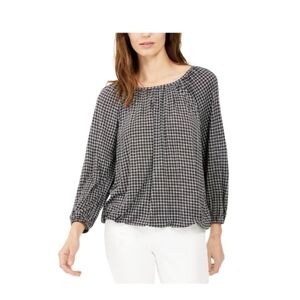 Michael kors plaid houndstooth print quarter sleeve top